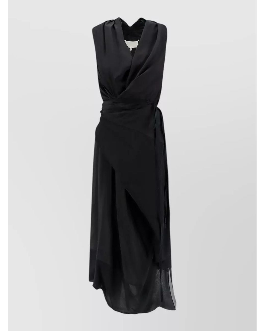 Maison Margiela Black Draped Silk Dress