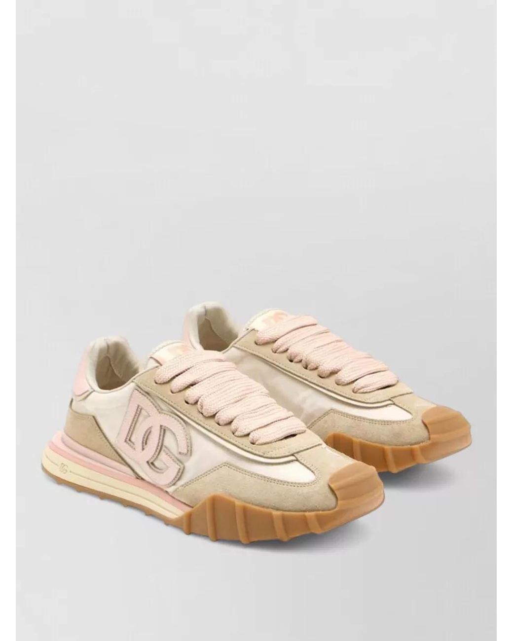 Dolce & Gabbana Natural Nylon And Leather Low-Top Sneakers