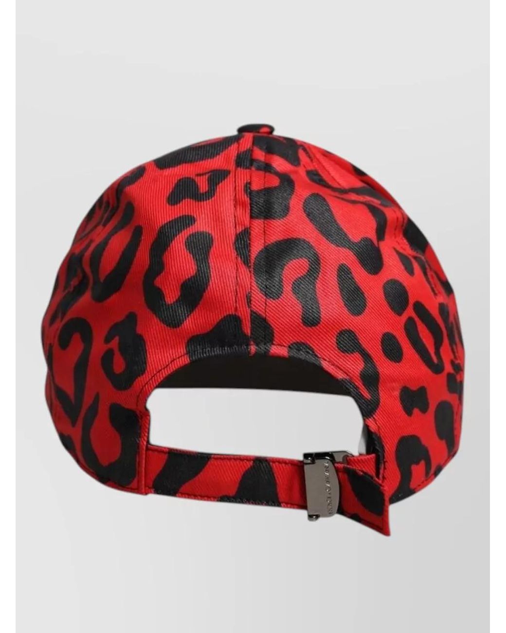 Dolce & Gabbana Red Cotton Leopard-Print Baseball Cap