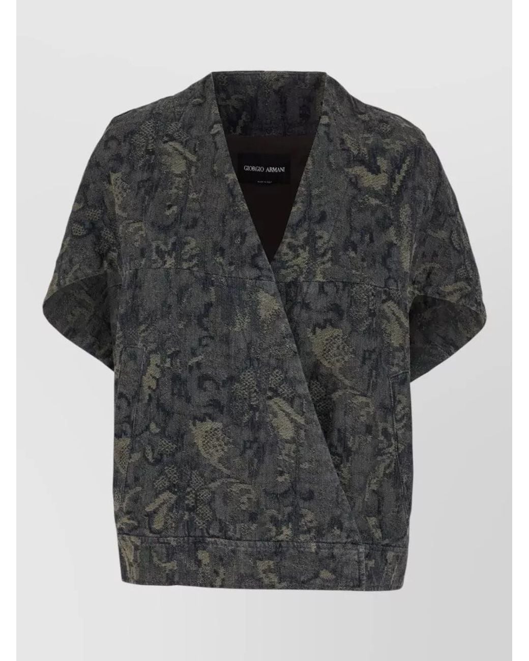 Giorgio Armani Black Denim Floral Jacquard Single-Breasted Coat