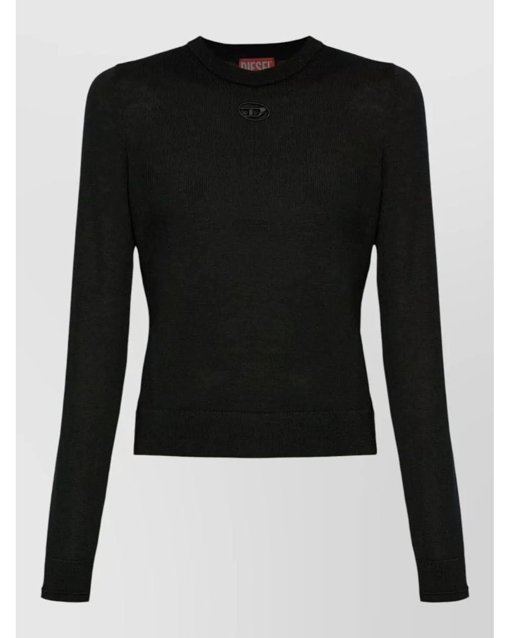 DIESEL Black Wool Regular-Fit Cutout Crewneck Knitted Top