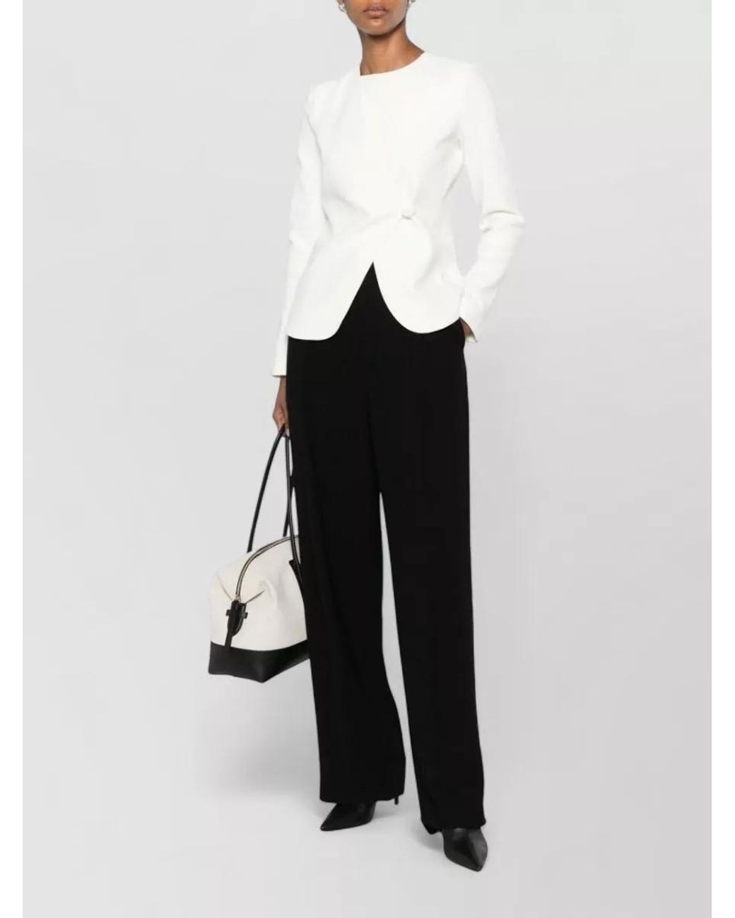 Emporio Armani White Cotton Asymmetric Single-Breasted Jacket