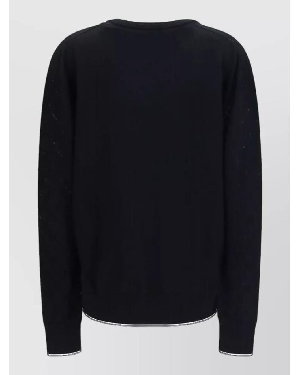 Balmain Black Merino Wool Ribbed V-Neck Sweater