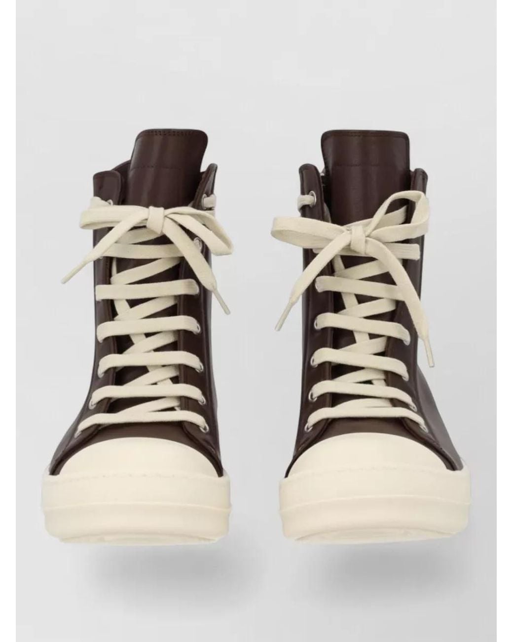 Rick Owens Natural Leather High-Top Sneakers