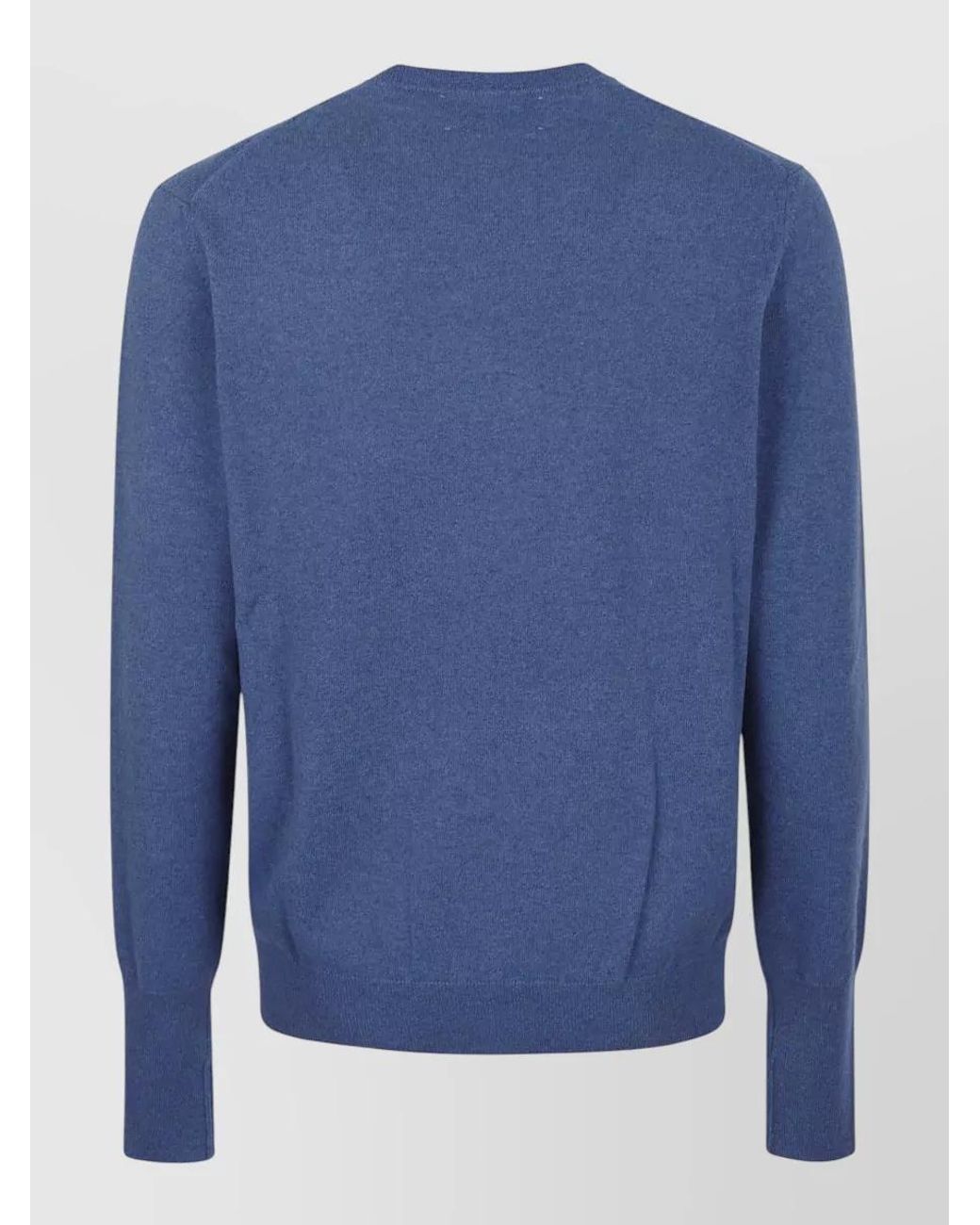Ballantyne Blue Cashmere Ribbed Crew-Neck Jumper for men