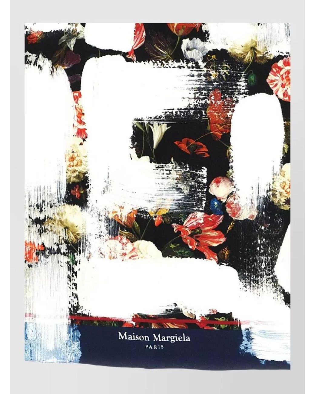 Maison Margiela Blue Silk Floral-Print Square Scarf