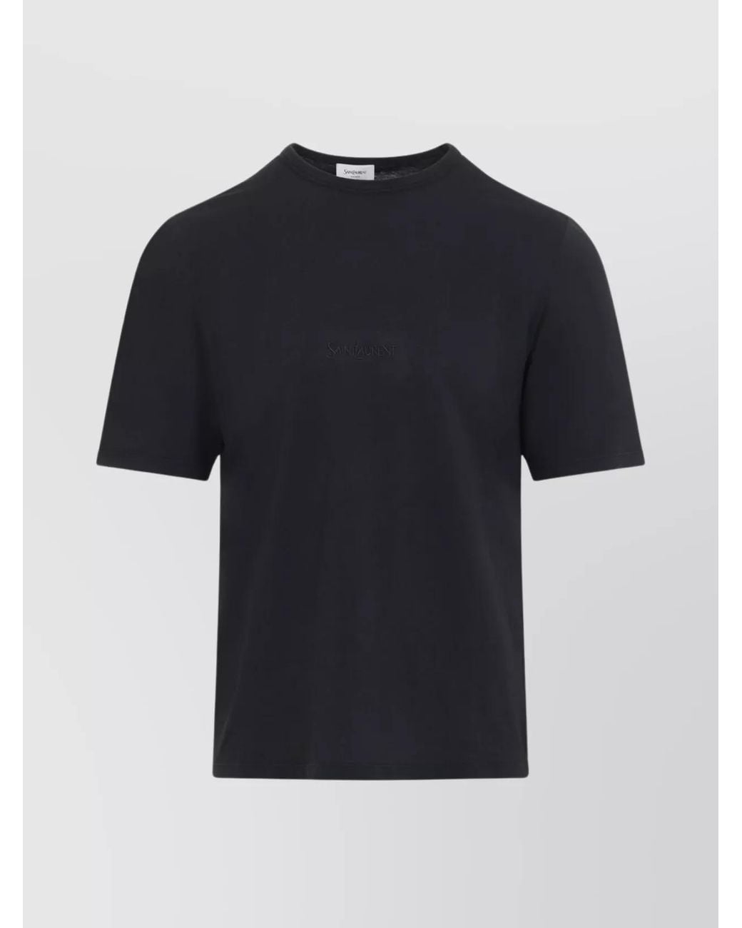 Saint Laurent Black Cotton Logo Embroidered T-Shirt for men