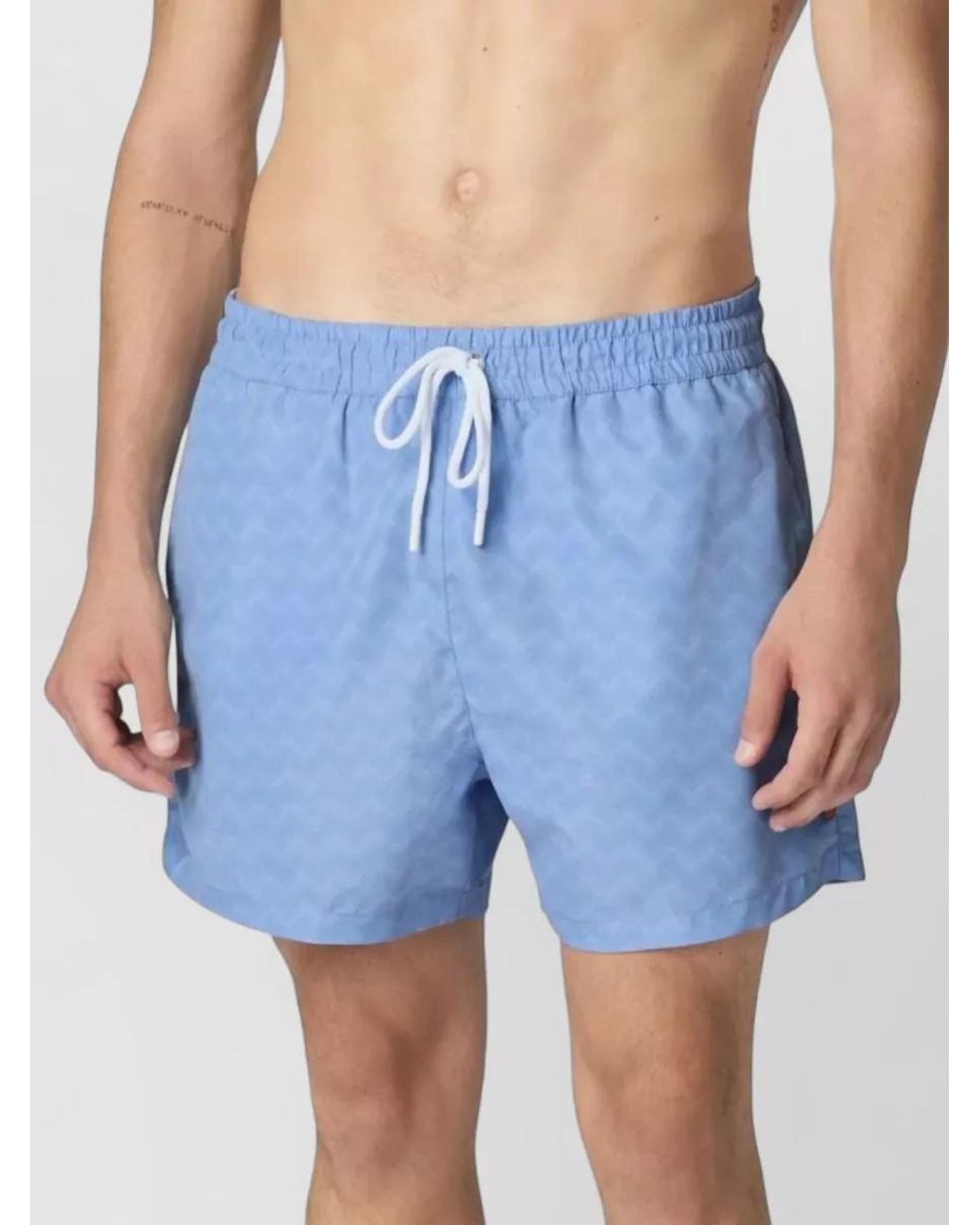 Missoni Blue Medium Length Zigzag Swim Shorts Pockets for men