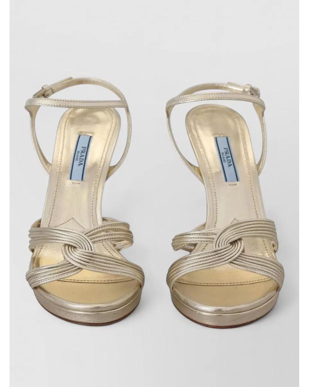 Prada Natural Leather Ankle-Strap Heeled Sandals