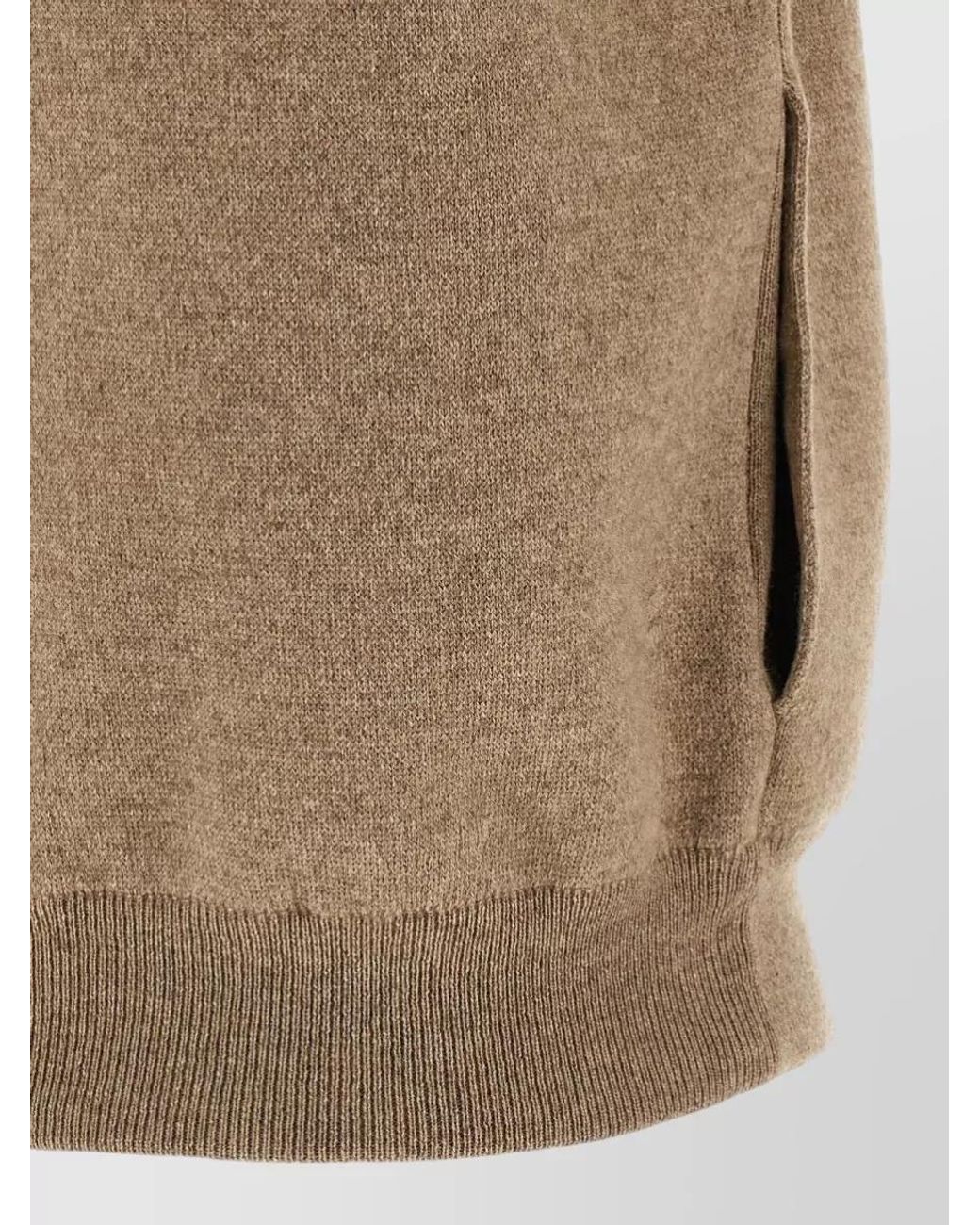 Brunello Cucinelli Natural Cashmere High-Neck Zip Short-Sleeve Cardigan