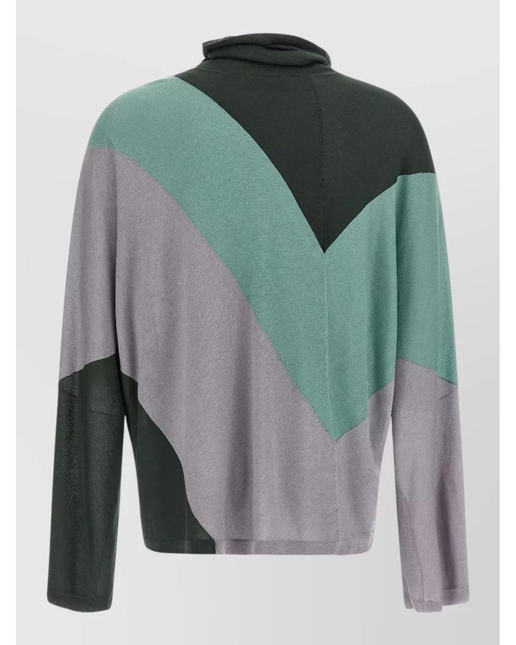 Kiko Kostadinov Green Silk Blend Fine Knit Turtleneck Asymmetric Sweater for men
