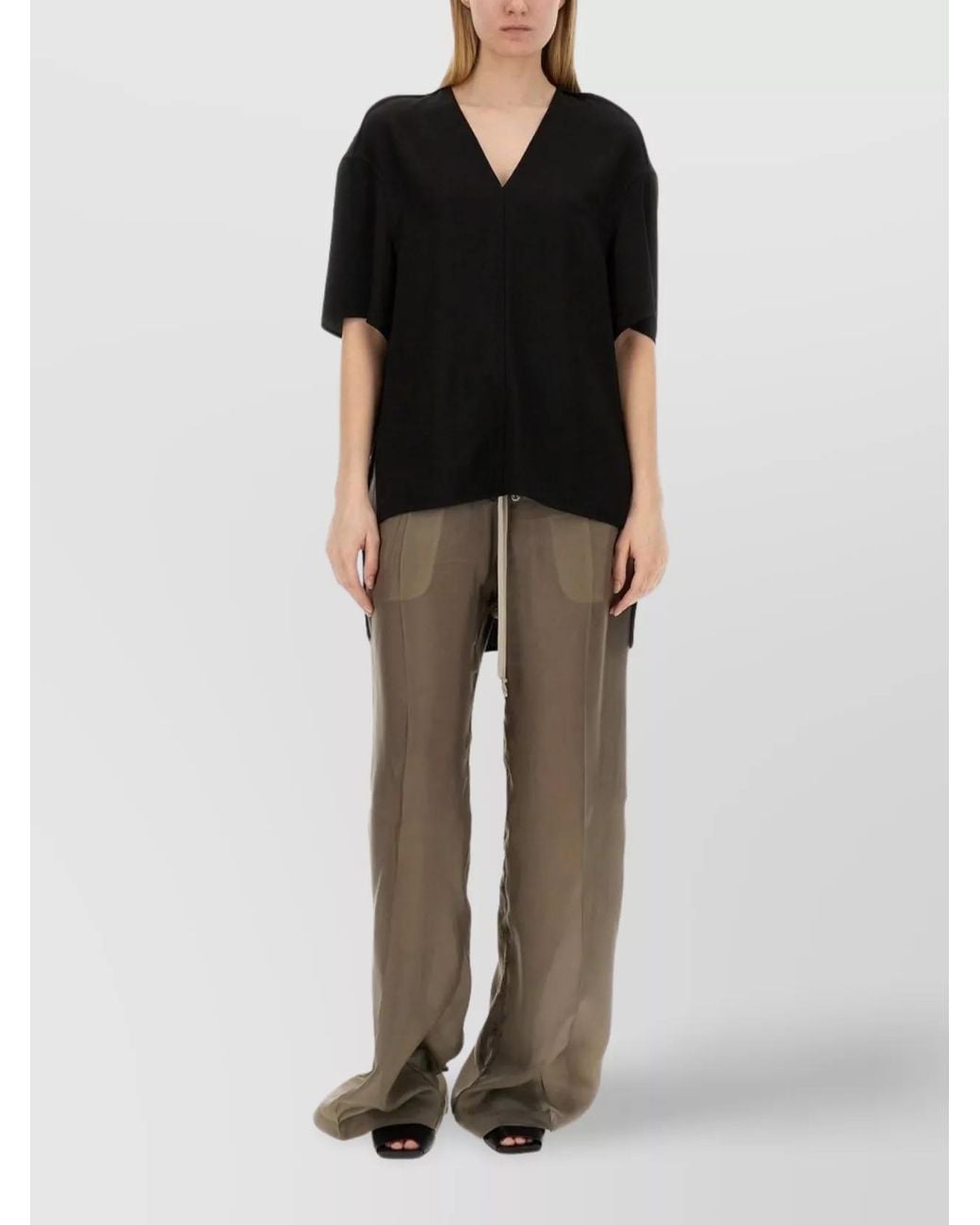 Rick Owens Black V-Neck Blouse