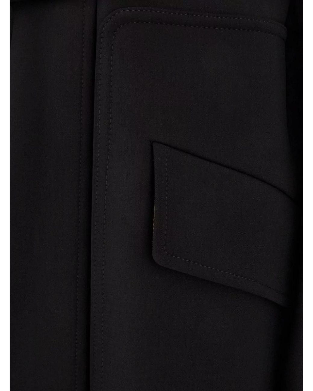 Max Mara Black Stretch Wool Single-Breasted Coat