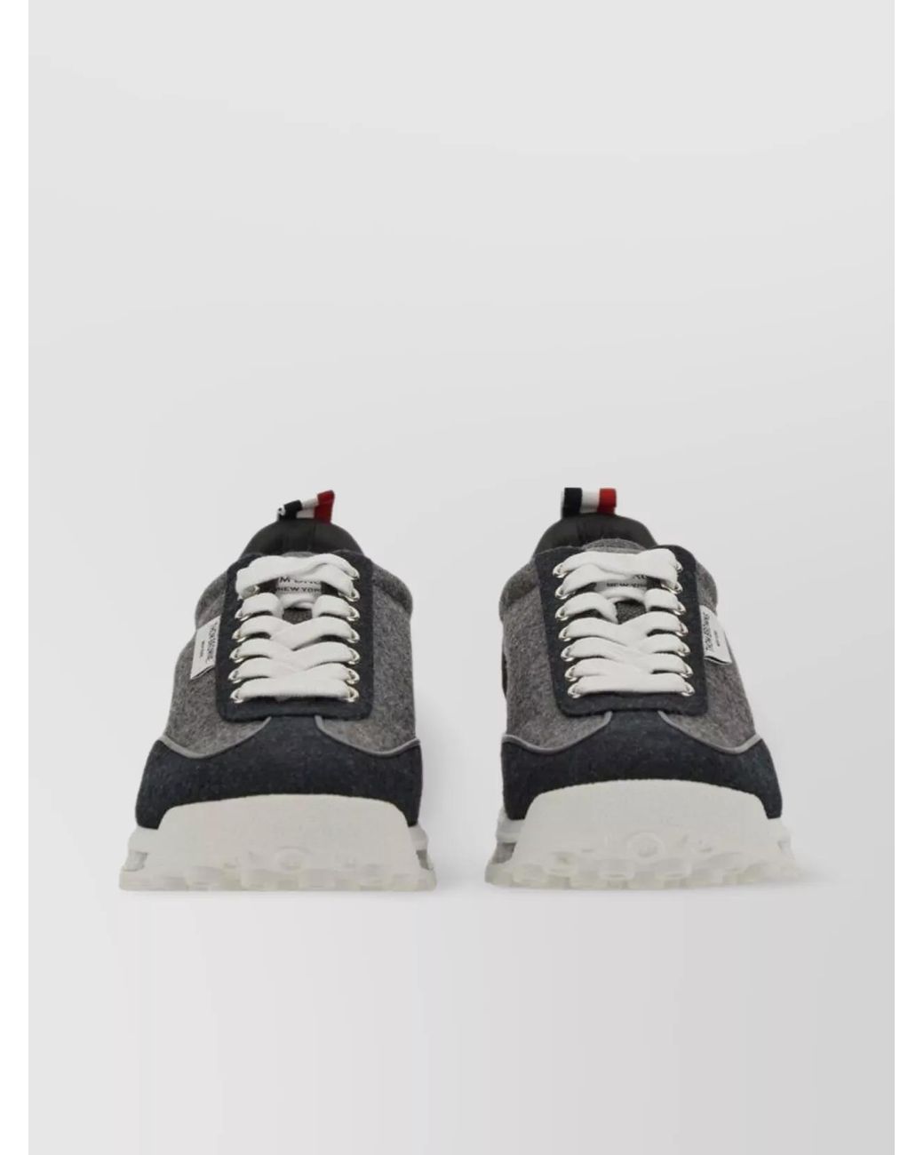 Thom Browne Gray Leather Panelled Low-Top Sneakers for men