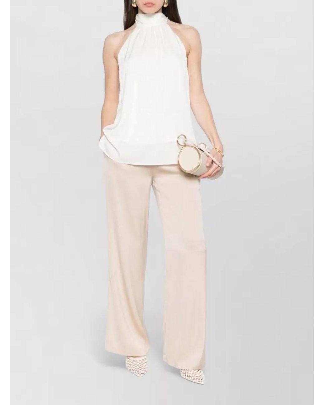 Silk95five Natural Silk Wide-Leg Trousers