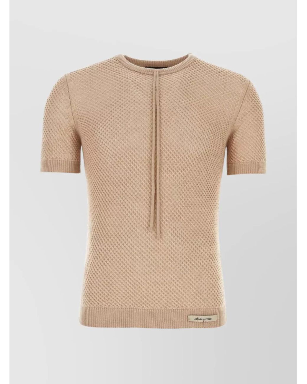 Fendi Natural Wool Mesh Short-Sleeve T-Shirt for men