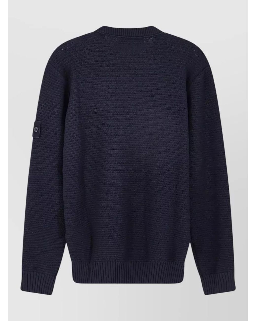 Stone Island Blue Cashmere-Blend Knitted Crew-Neck Long-Sleeve Jumper for men