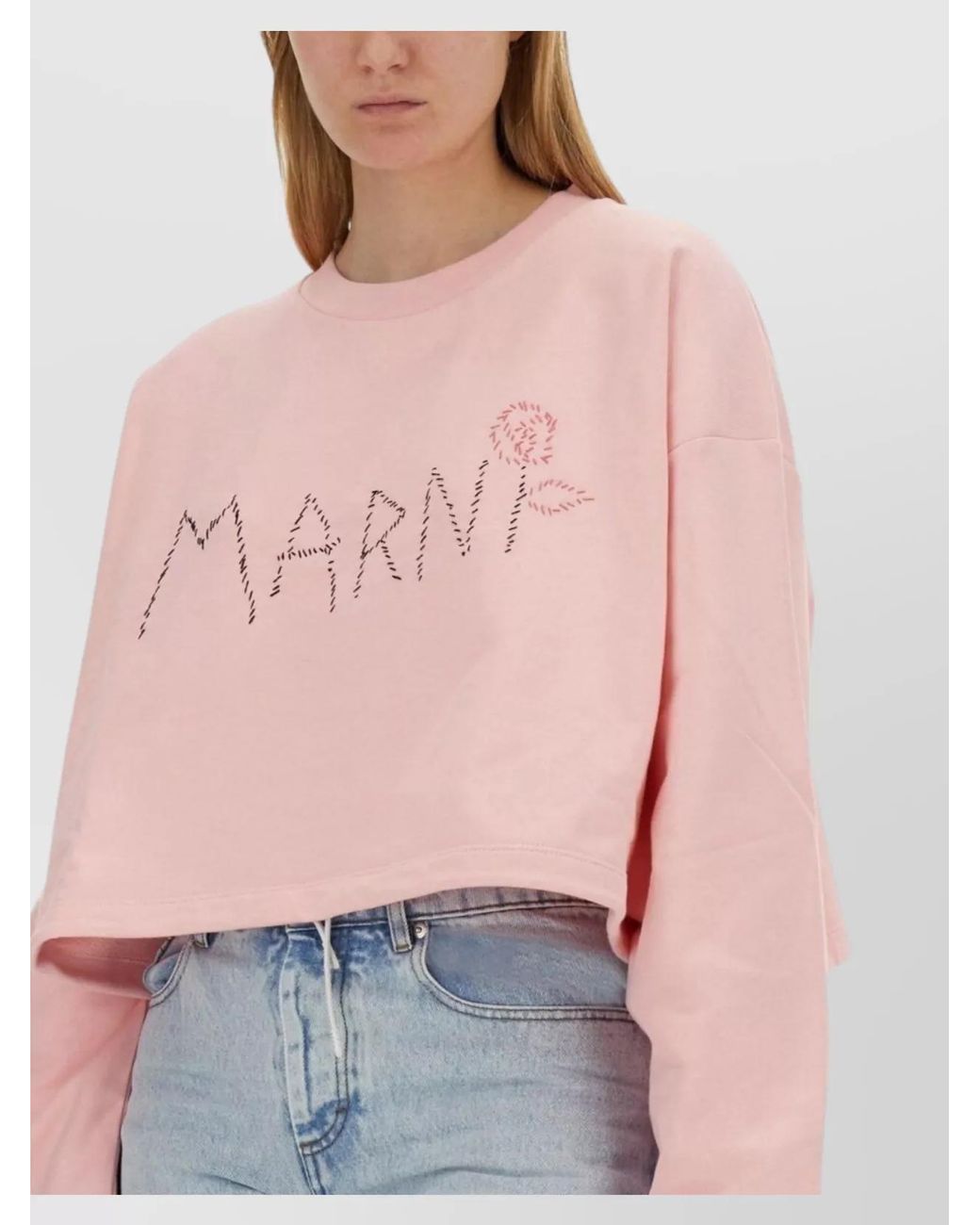 Marni Pink Cotton Regular-Fit Logo Sweatshirt