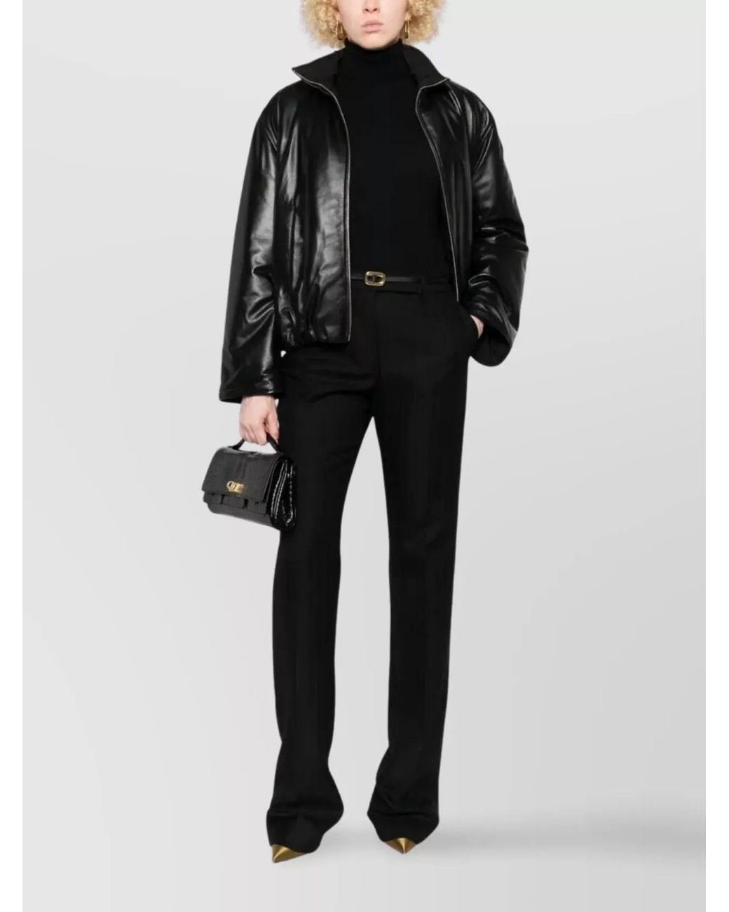 Tom Ford Black Virgin Wool Herringbone Slim Straight-Leg Tailored Trousers