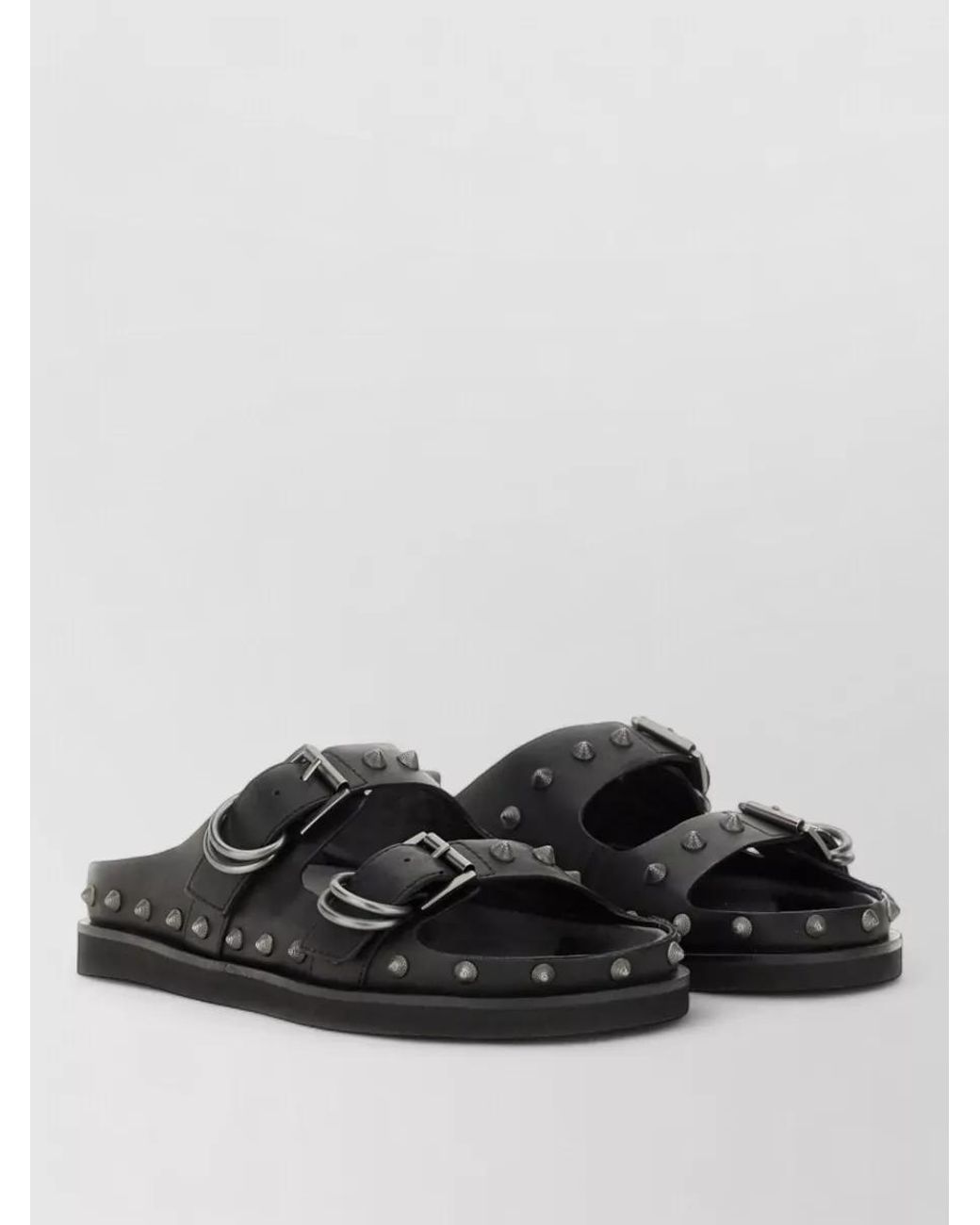 Ash Gray Leather Slides