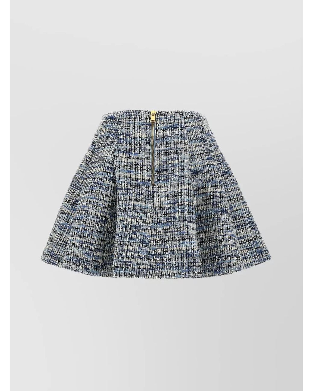 Balmain Blue High-Rise Pleated Tweed Mini Skirt