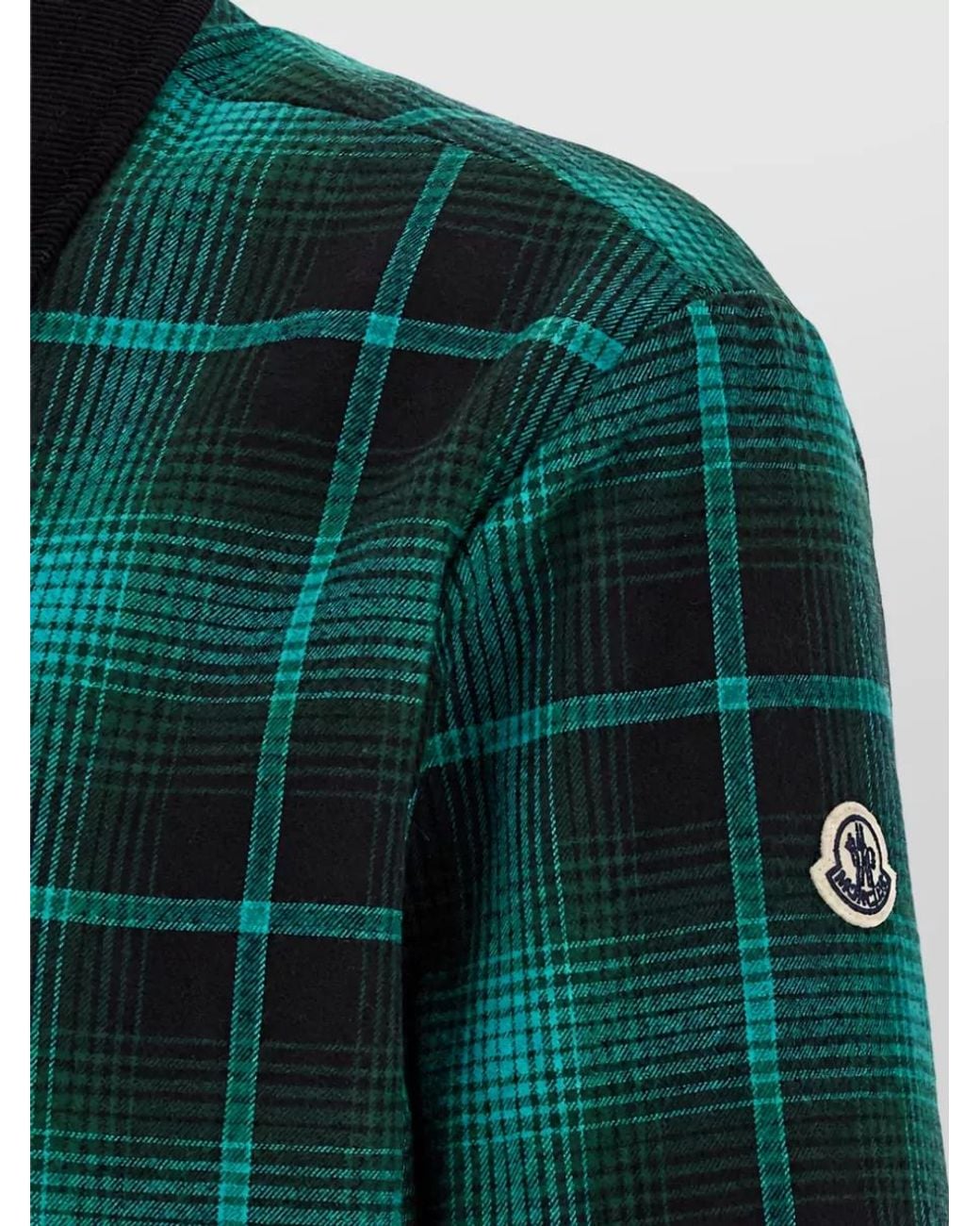 Moncler Genius Green Reversible Checked Single Breasted Coat for men