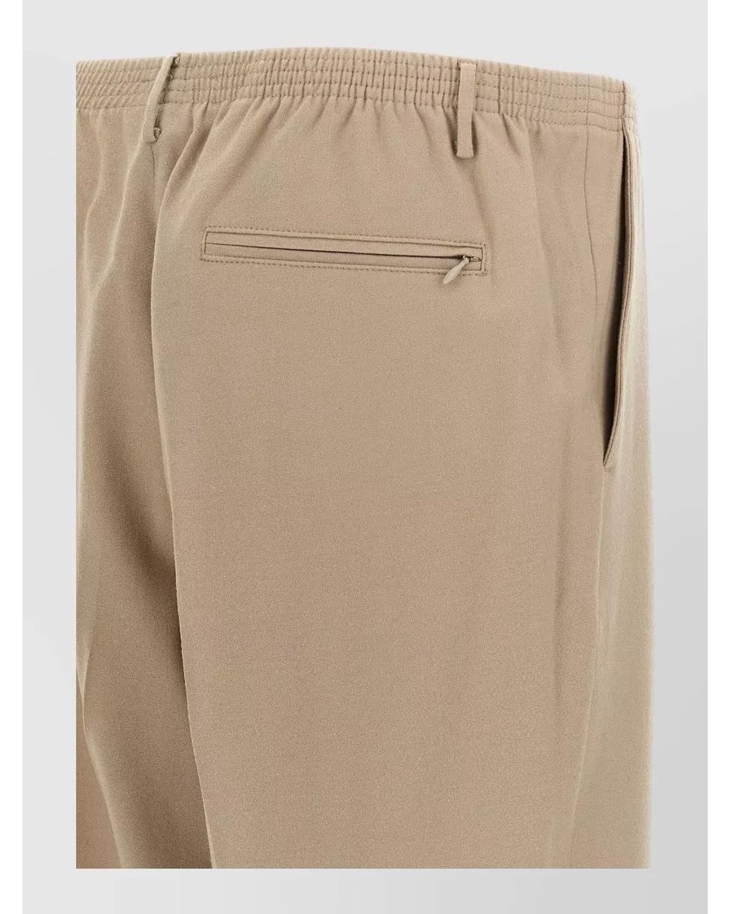 Cellar Door Natural Virgin Wool Wide-Leg Pleated Trousers for men