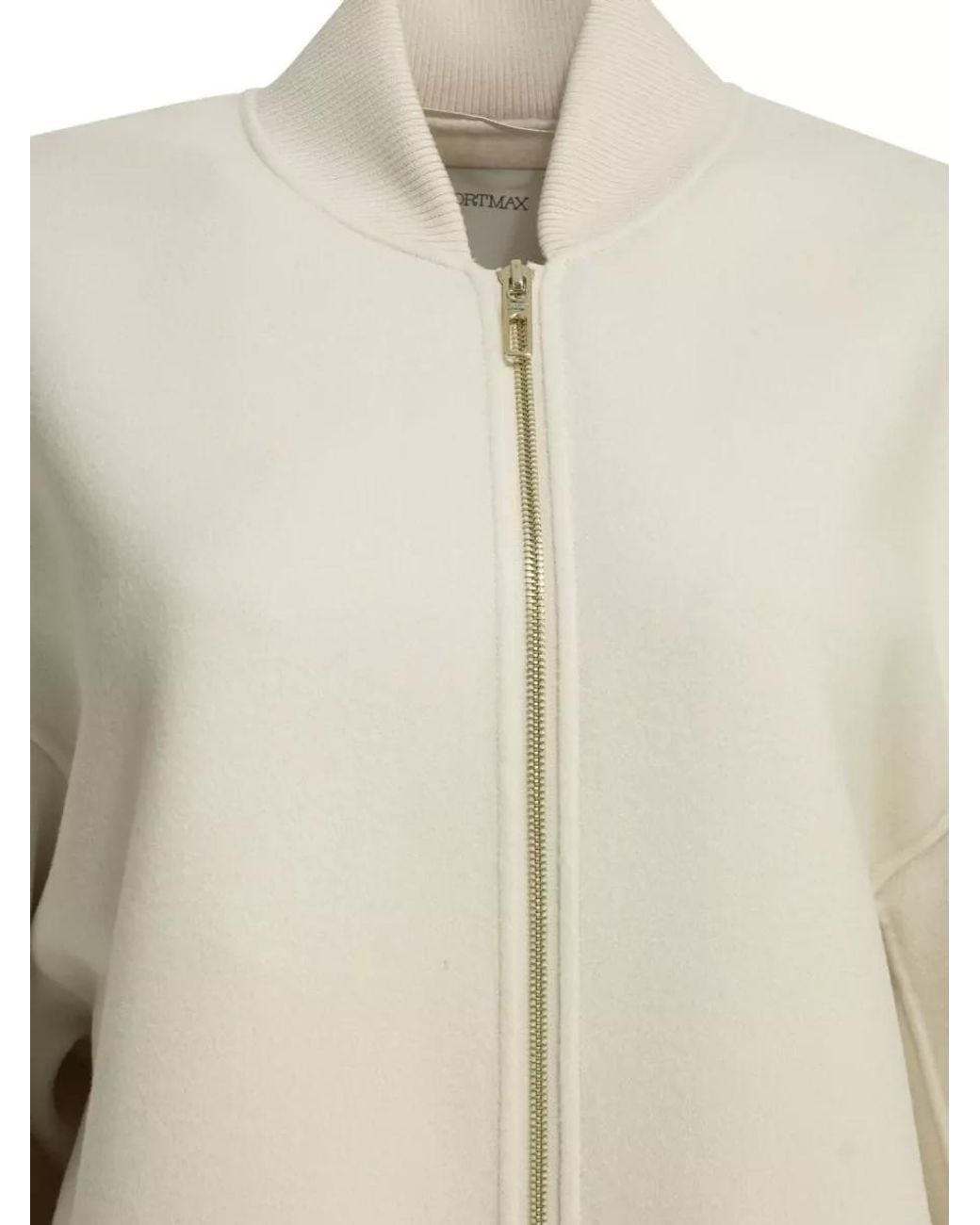 Sportmax Natural Virgin Wool Oversized Bomber Jacket