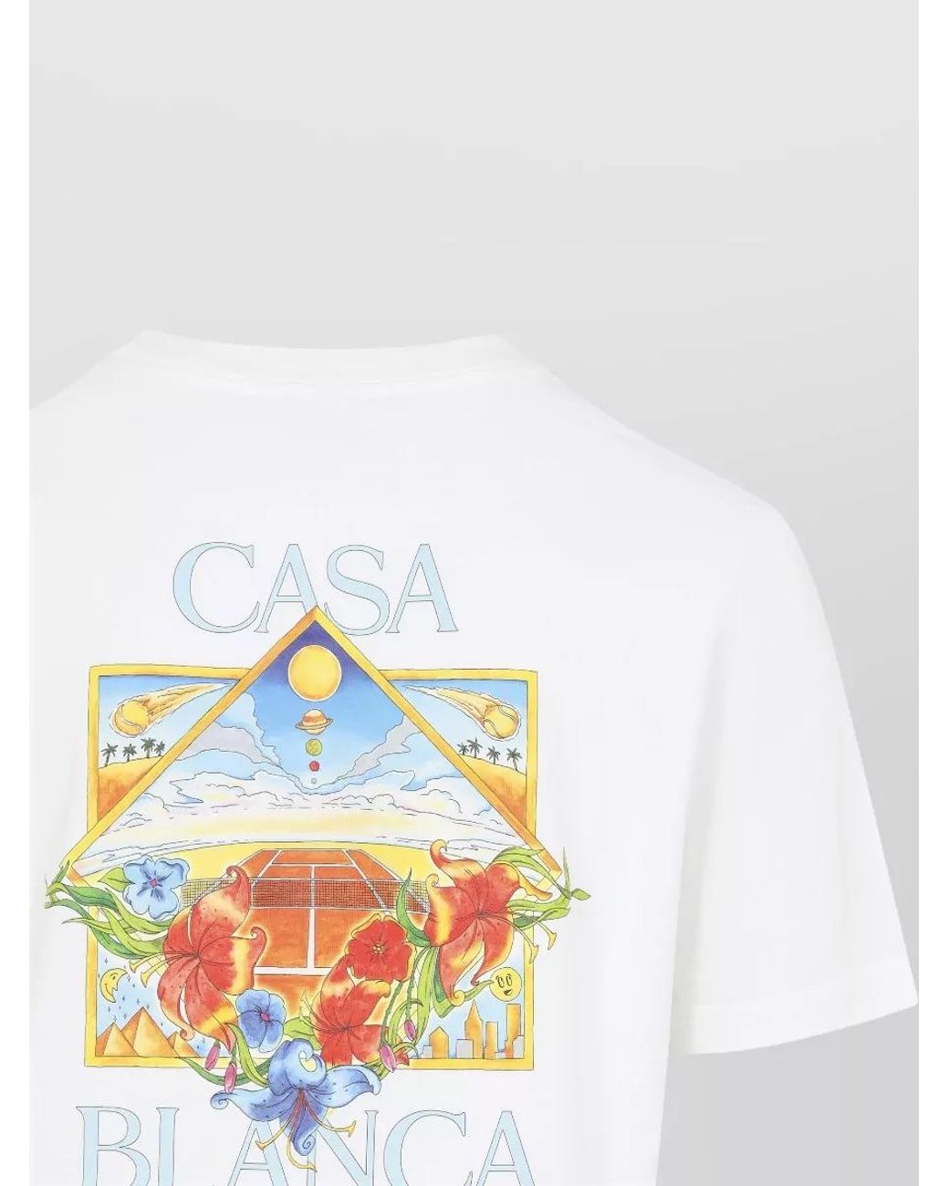 Casablanca White Organic Cotton Printed T-Shirt for men
