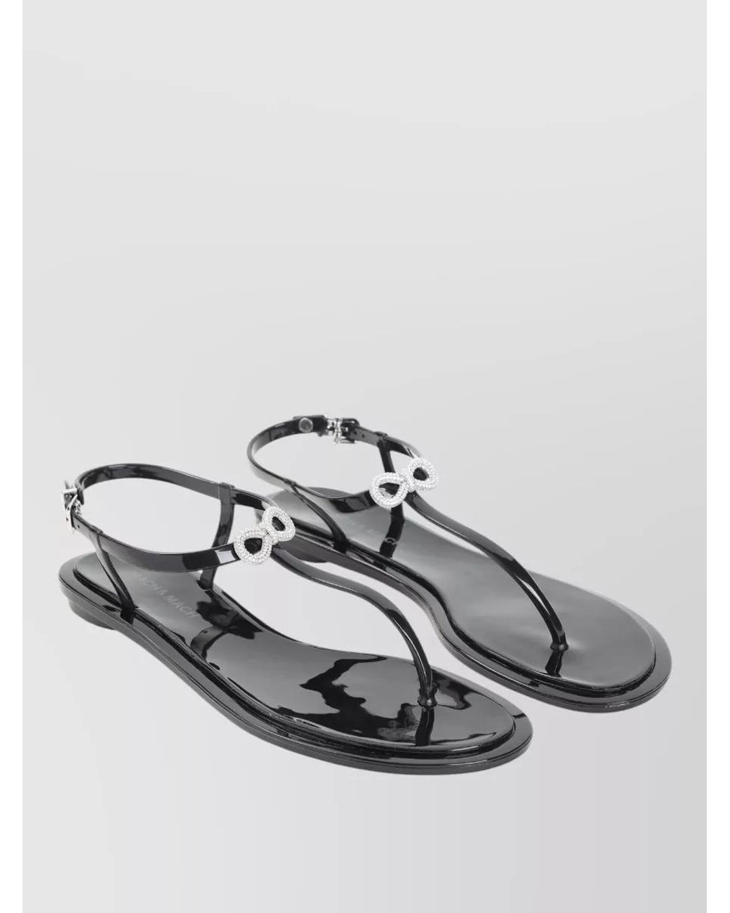 Mach & Mach Metallic Crystal-Embellished Rubber Thong Sandals