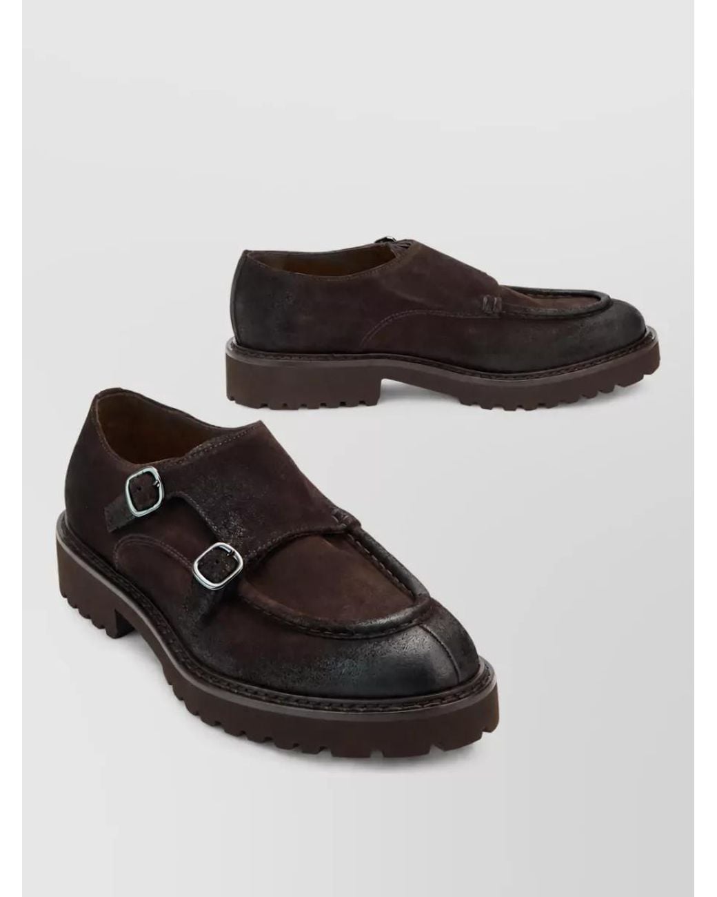 Doucal's Black Leather Monk Shoes for men