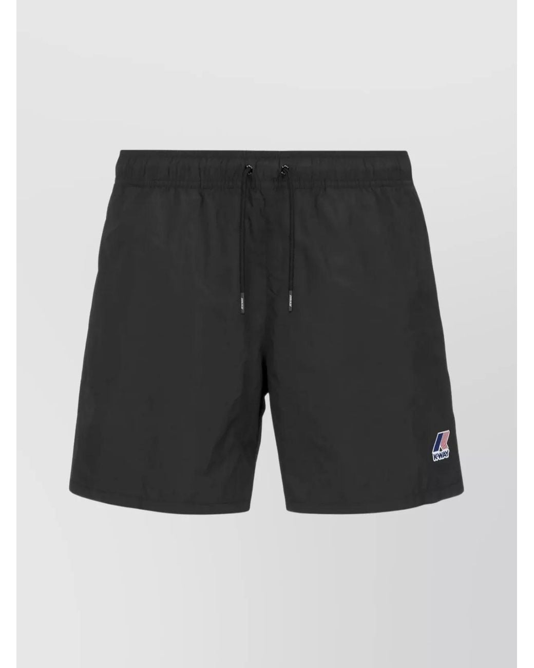 K-Way Black Cotton Deck Shorts for men