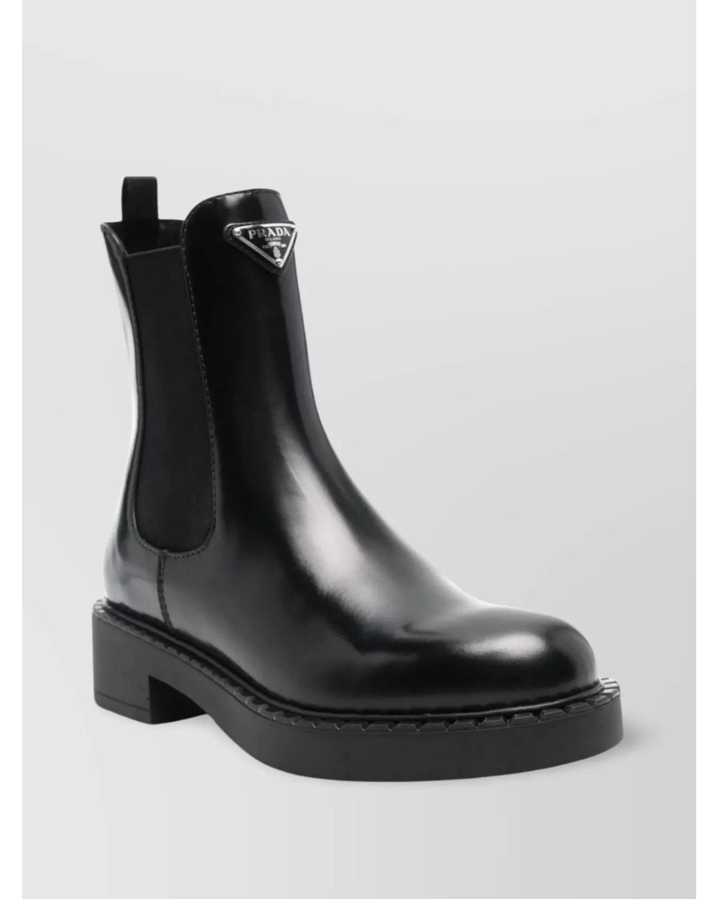 Prada Black Leather Chelsea Ankle Boots