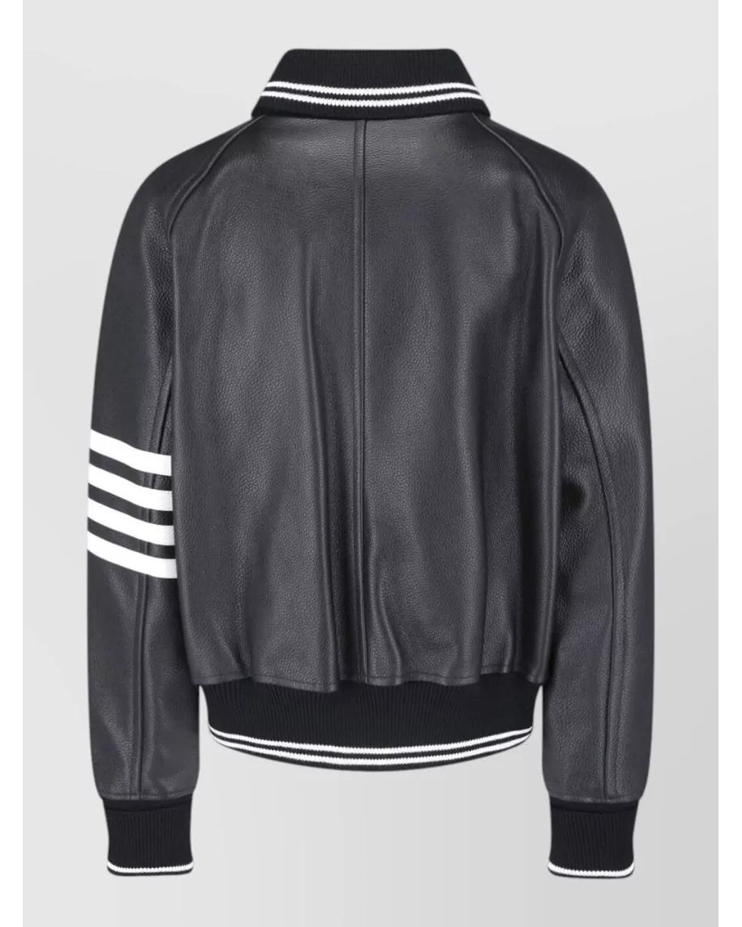 Thom Browne Black Leather Coat for men