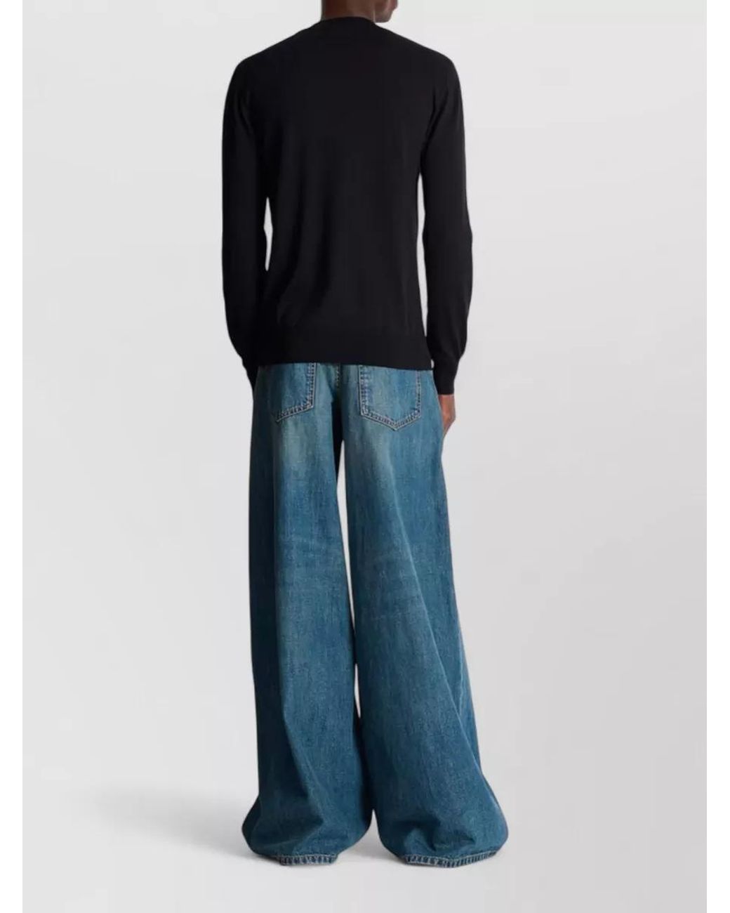 Balmain Blue Cotton Crew-Neck Jumper