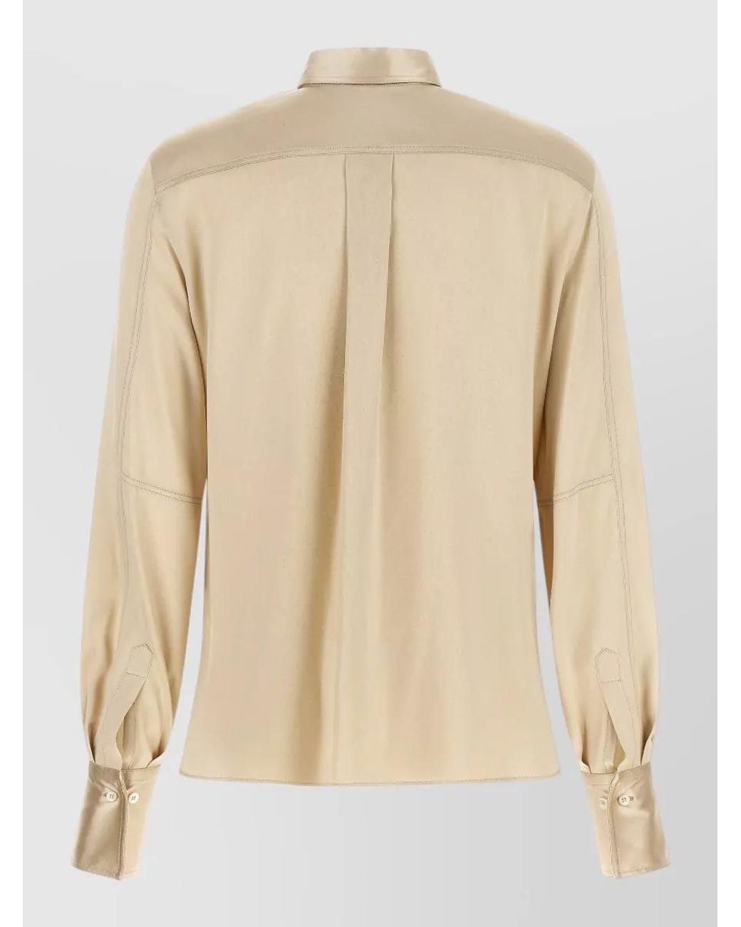 Brunello Cucinelli Natural Silk Satin Panelled Shirt