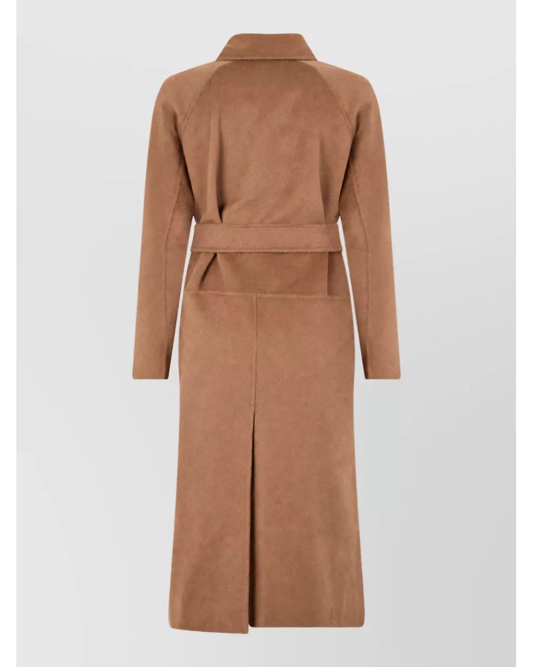 Max Mara Brown Cashmere Blend Long Double-Breasted Belted Coat