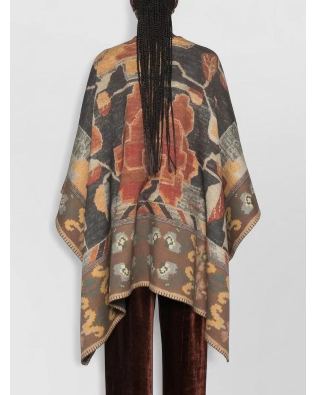 Pierre Louis Mascia Multicolor Wool Draped Asymmetric Poncho for men