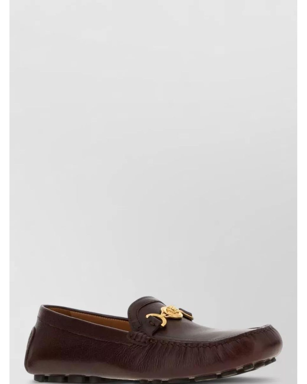 Versace Brown Leather Loafers for men