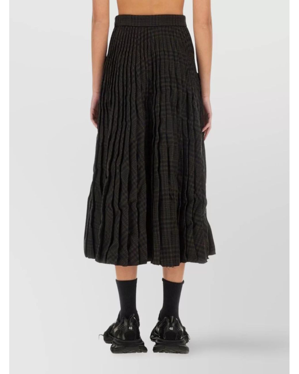 Balenciaga Black Wool Pleated Skirt