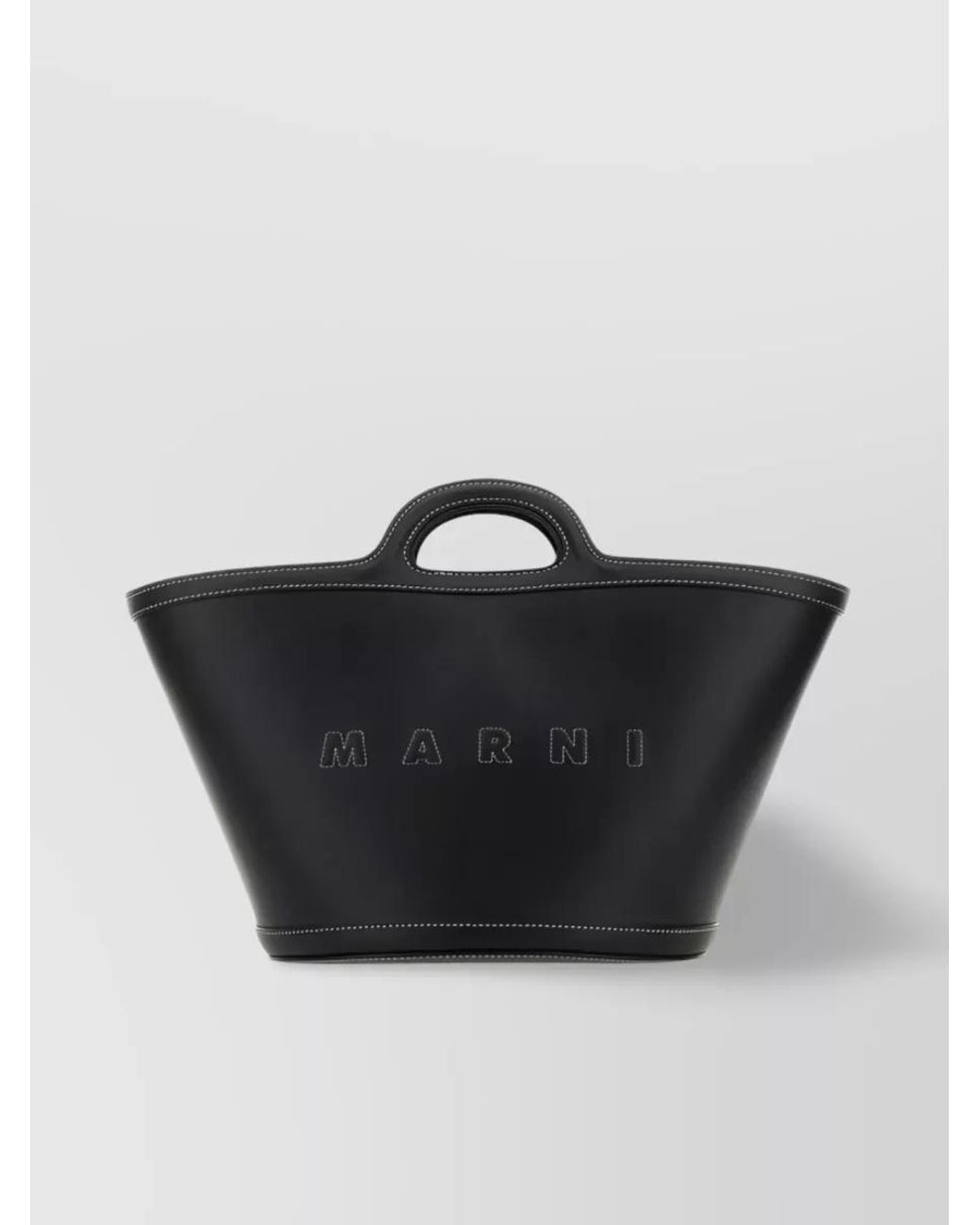 Marni Black Tropicalia Small Leather Tote Bag