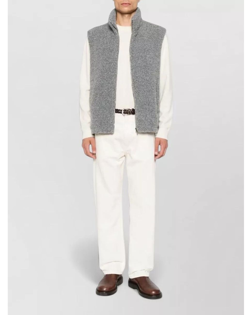 Herno Gray Flannel Sleeveless Zip Vest for men