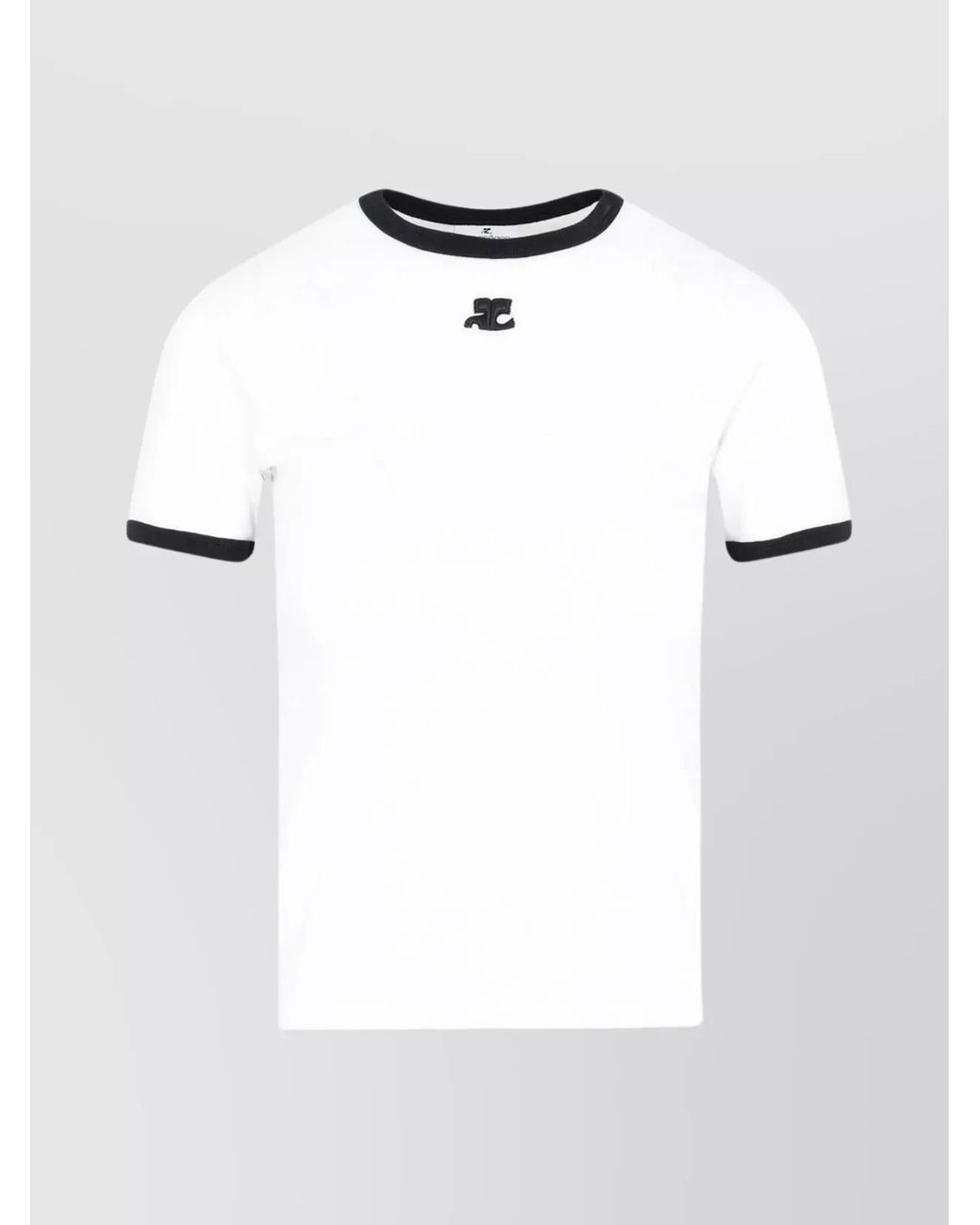 Courreges White Cotton Logo Contrast Trim T-Shirt
