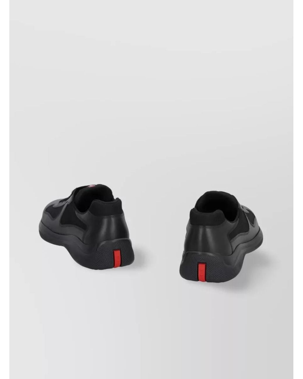 Prada Black Leather Low-Top Sneakers for men