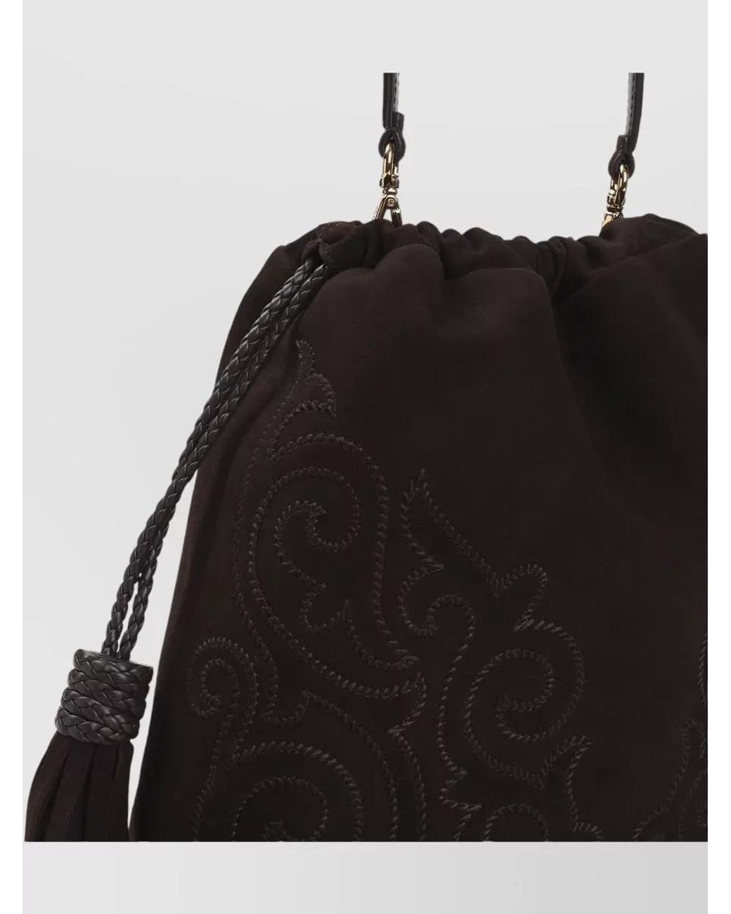 Etro Black Medium Suede Bucket Bag
