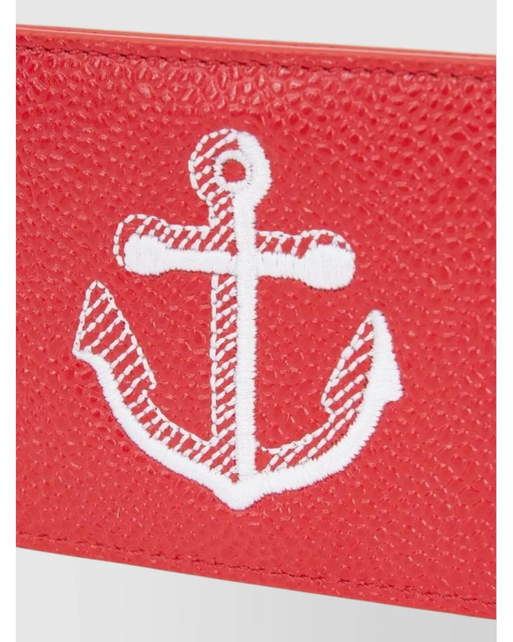 Thom Browne Red Leather Anchor-Print Cardholder
