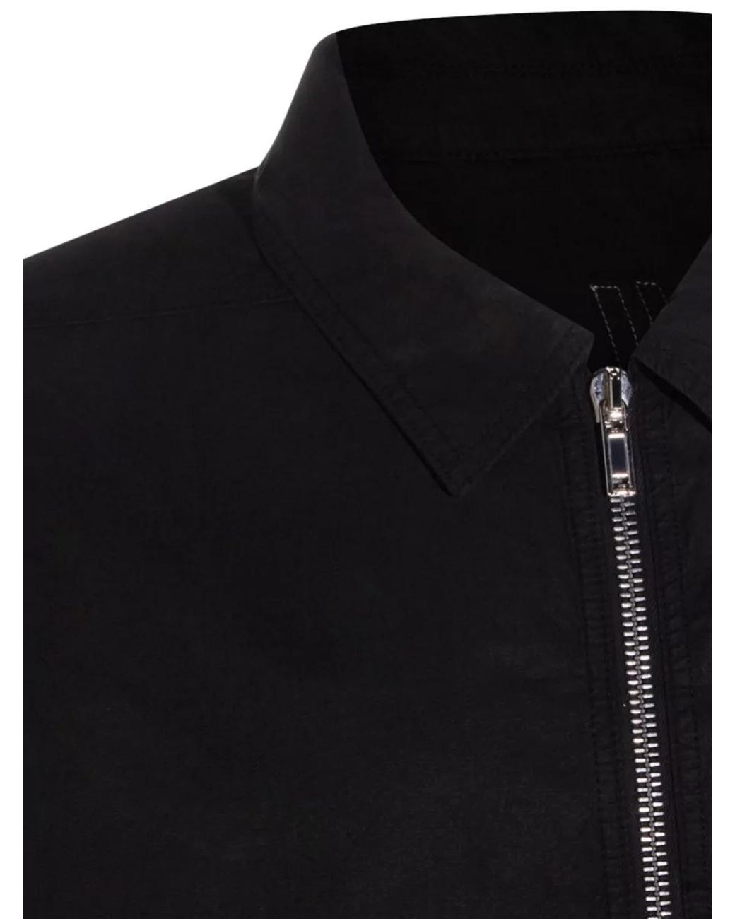 Rick Owens Black Cotton Zip-Up Jacket for men