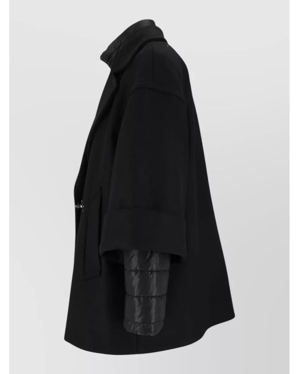 Fay Black Wool-Blend Quilted-Insert Single-Breasted Coat