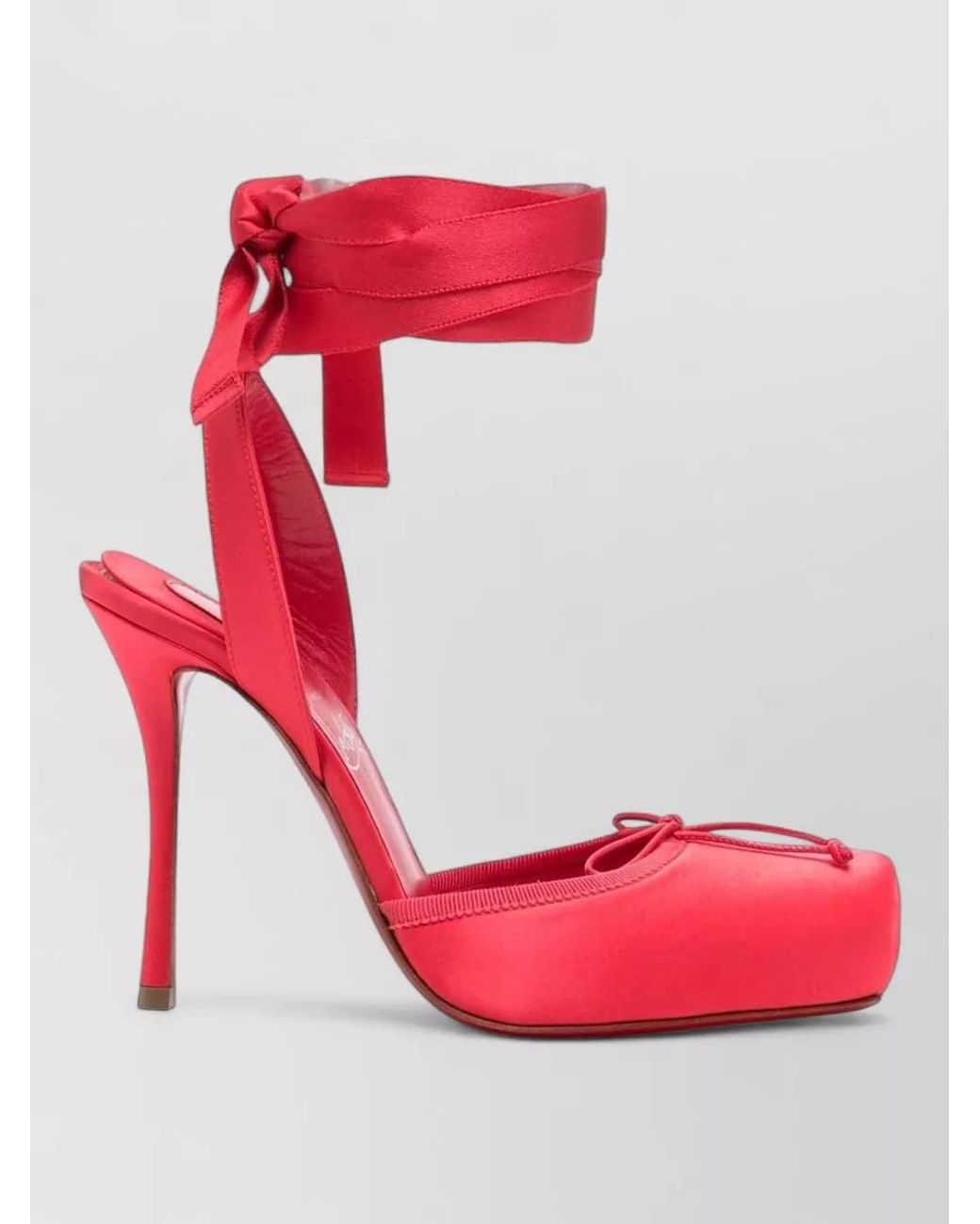 Christian Louboutin Red Satin Lace Up Sandals