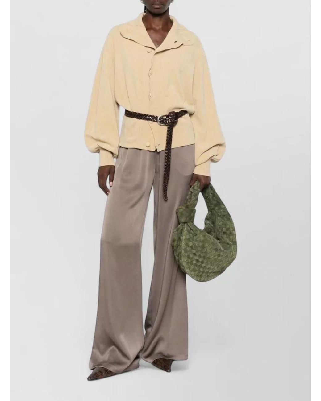 Fabiana Filippi Natural High-Rise Wide-Leg Palazzo Trousers
